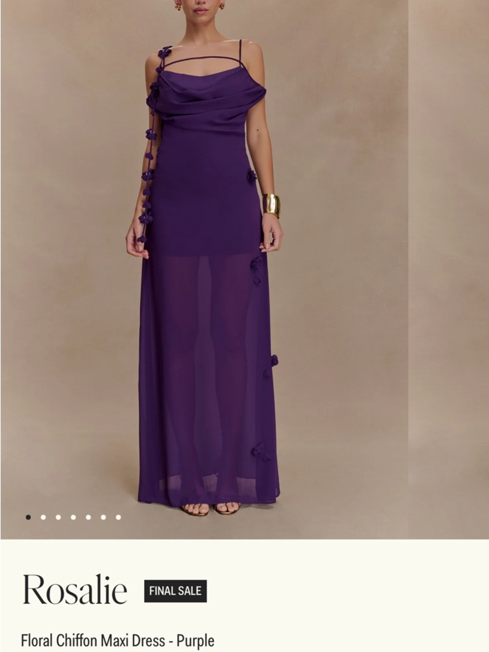 Meshki Purple Floral Chiffon Maxi Dress
